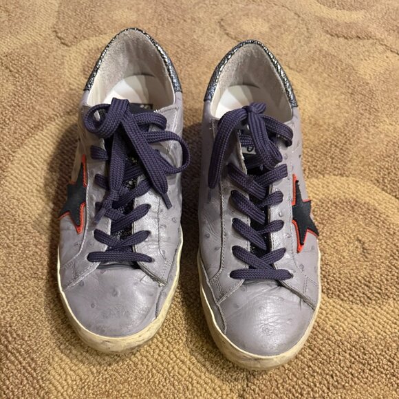 Golden Goose Purple Ostrich Superstar Sneakers - Picture 1 of 4
